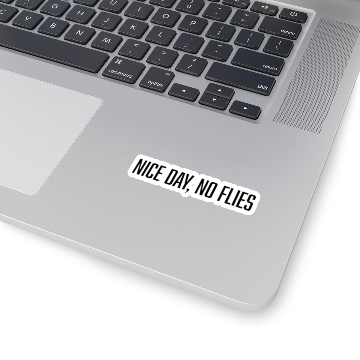 "nice day, no flies" sticker