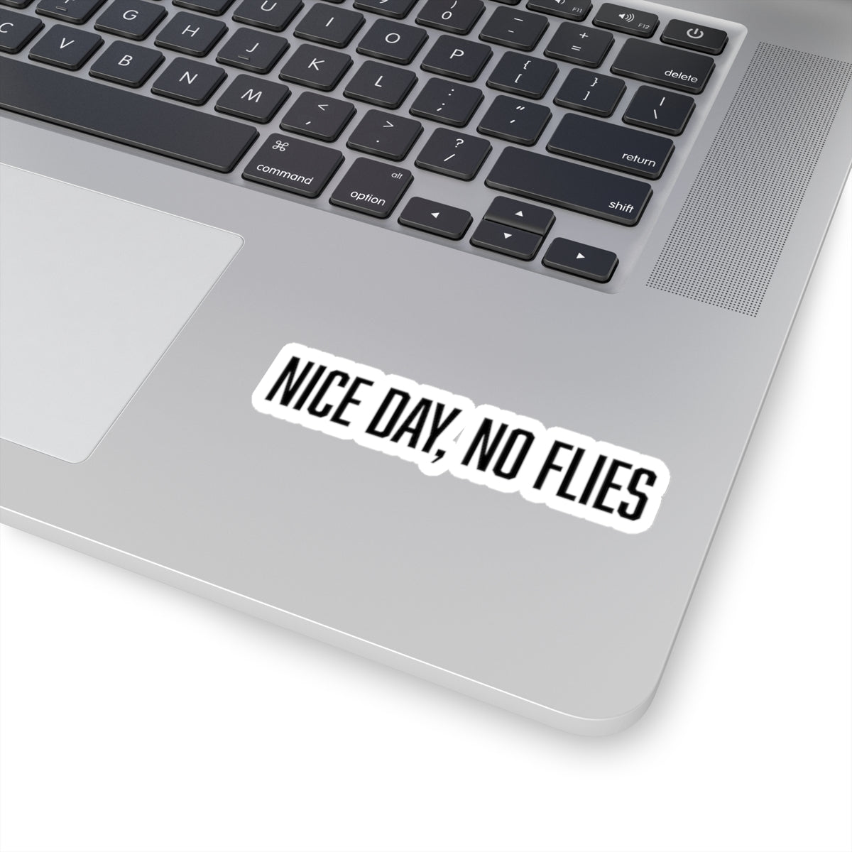 "nice day, no flies" sticker