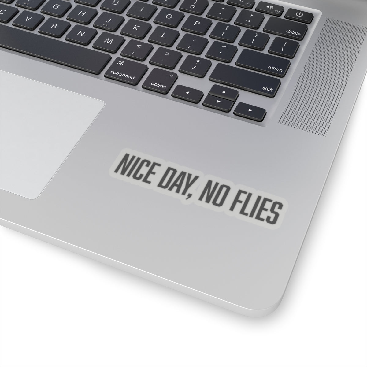 "nice day, no flies" sticker